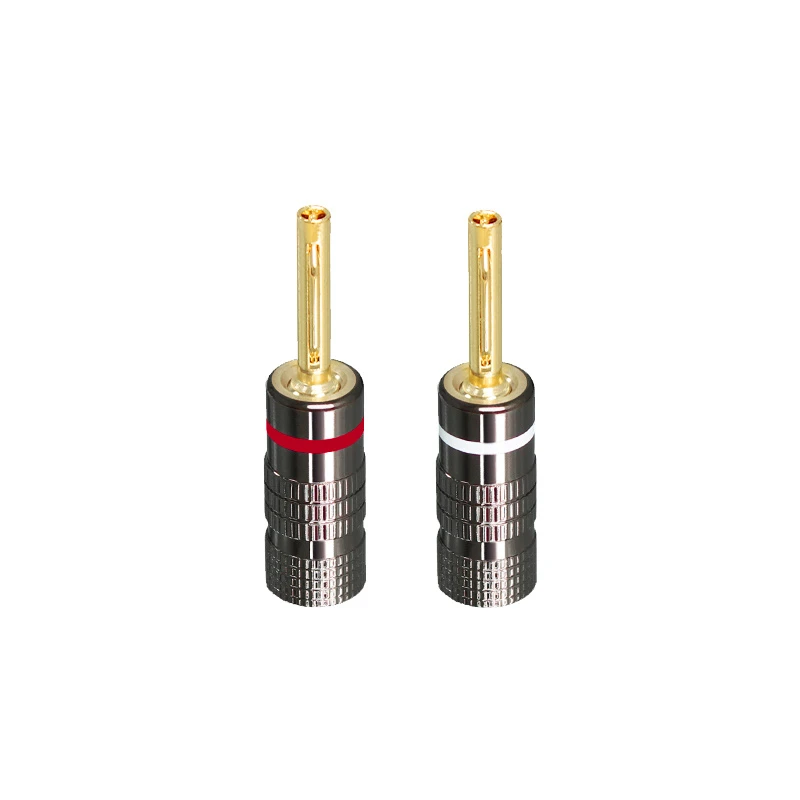 Spring Needle Gold-plated Pure Copper Banana Plug Speaker Cable Audio Black-Gun-Colored End