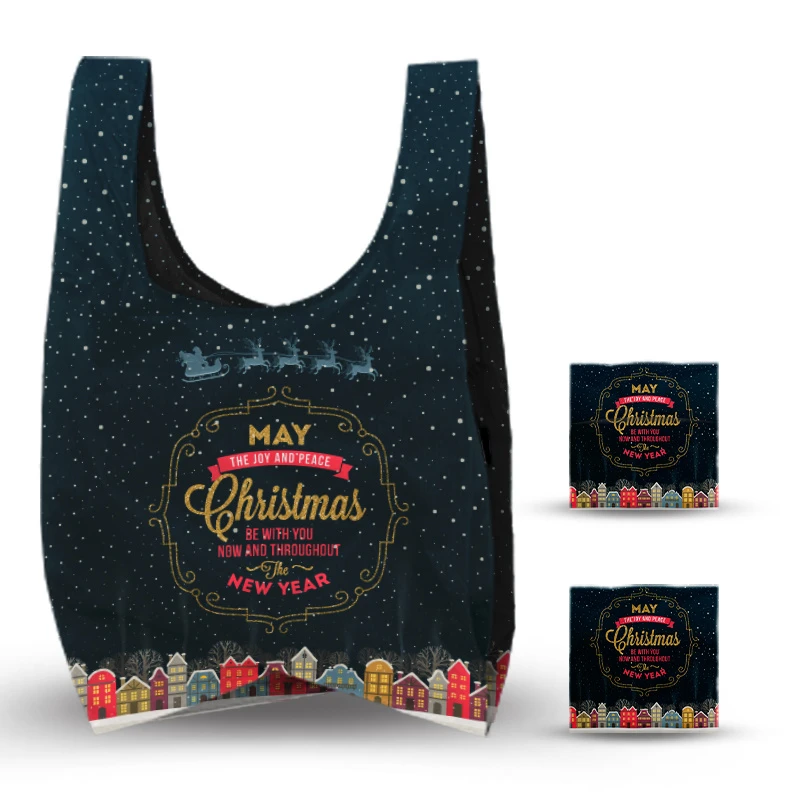 Standard Reusable Shopping Bag Ripstop Grocery Tote Christmas Shopping Bag