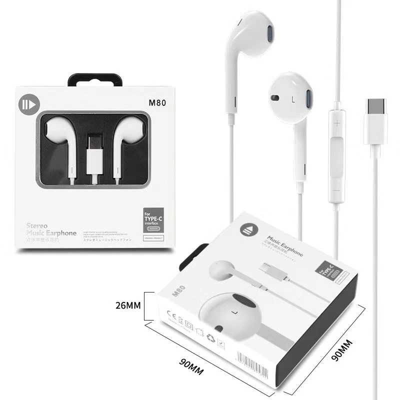 Stereo Music Mobile Earphone Top Sounds in Ear Earbuds Type -C Earphone