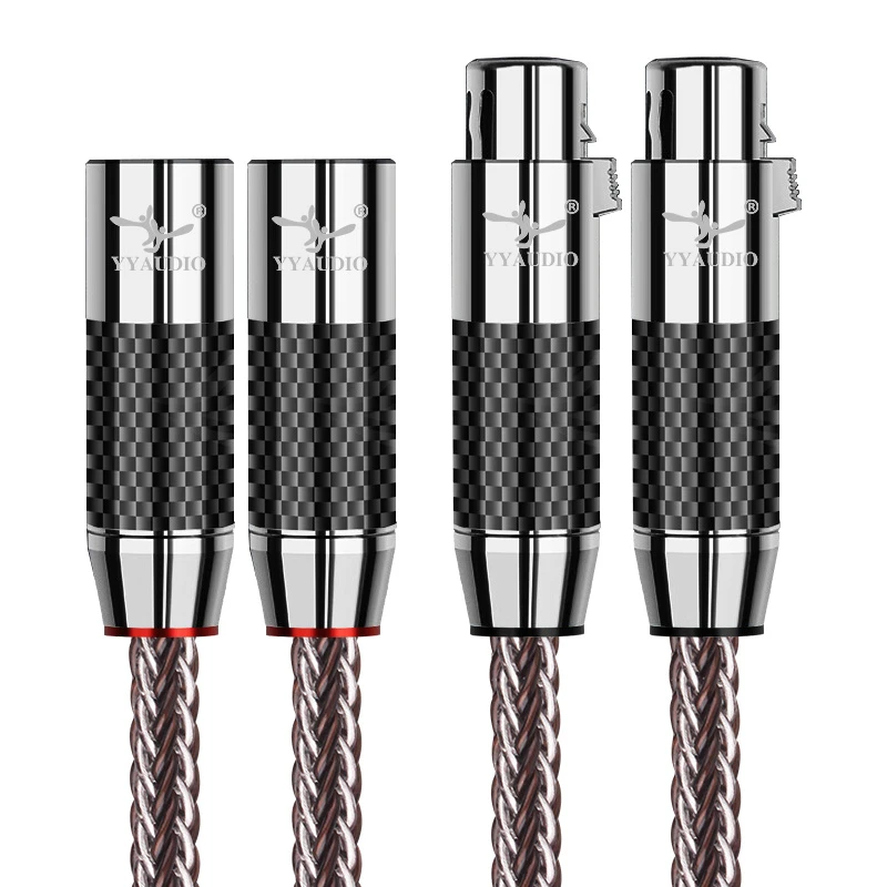 Sterling Silver Mixed Weaving XLR Audio Cable with Aluminum Splitter for CD Players, DACs & Monitoring Speakers