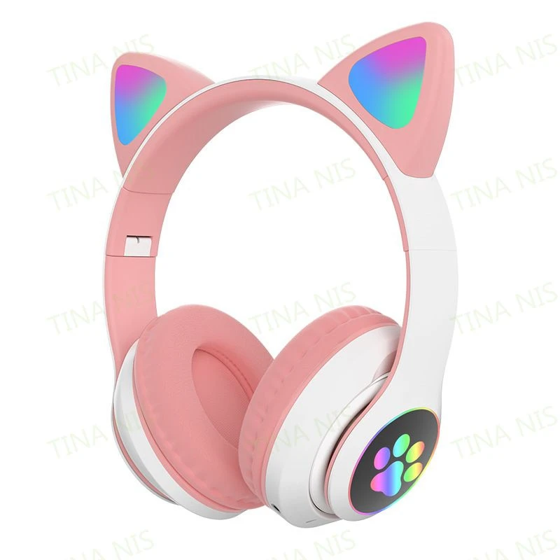 Stn-28 Gaming Headset Wireless Bt Tws Stereo Music Earphone Cute Cat Ear Gaming Earbuds Headphone