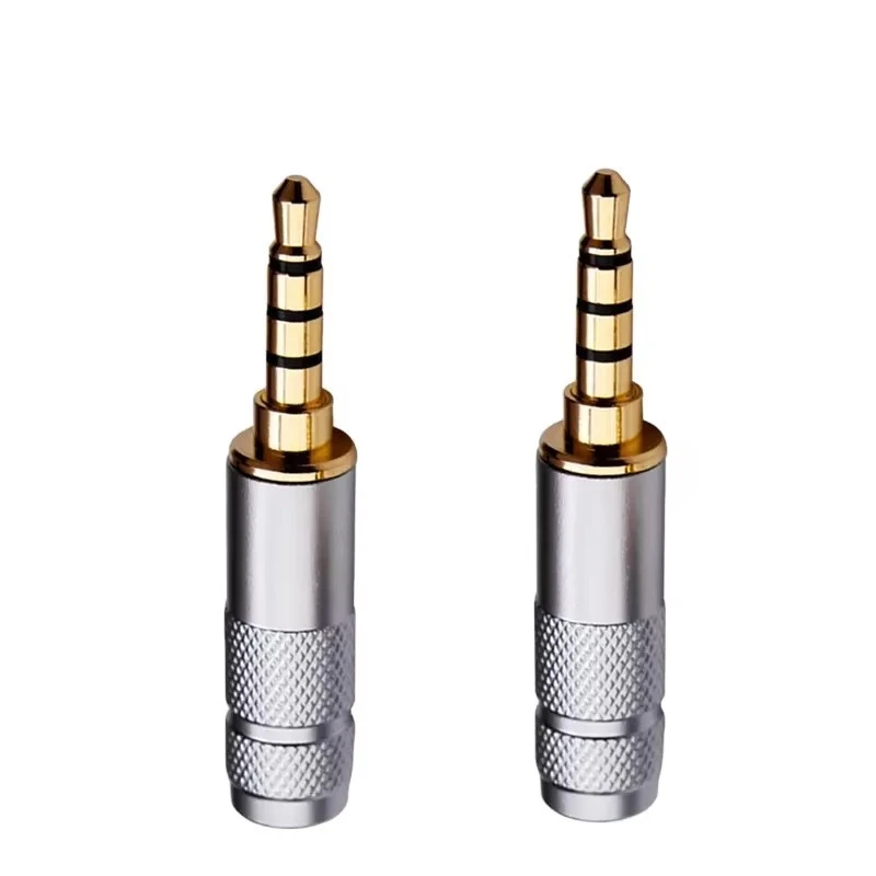 Straight TRRS 3.5-pin Stereo Audio Soldered Headphones 3.5mm AUX Cable Connector