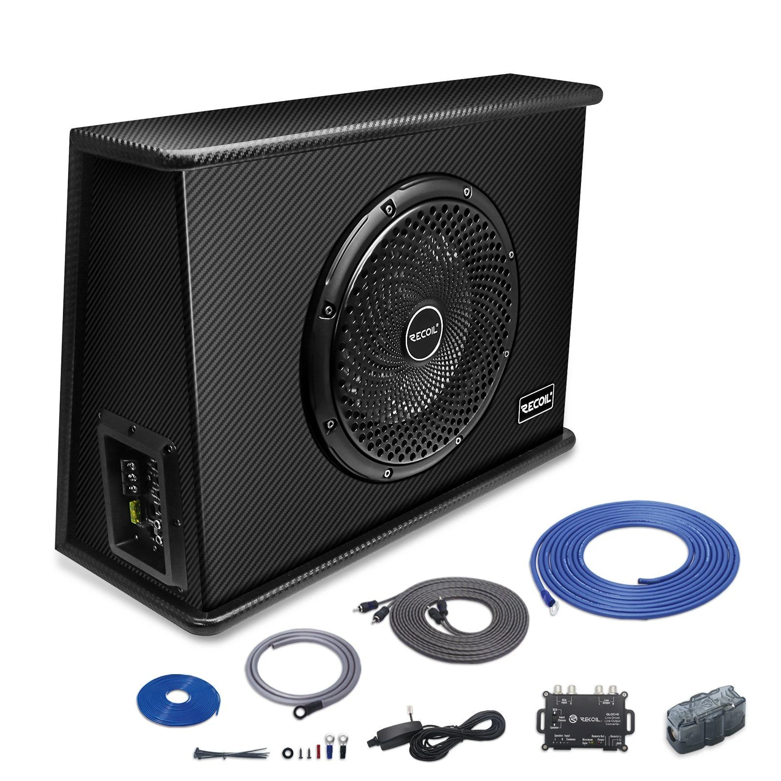 Sws12 12 Inch 600W Slim Active Ported Subwoofer Enclosure with Installation Wiring Kits
