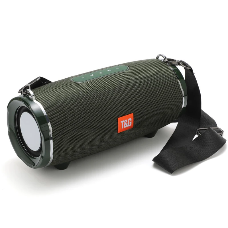 T&G Tg187 Portable Wireless Music Speaker Outdoor Waterproof Bluetooth FM TF Bass Stereo Subwoofer with Shoulder Strap (CE Certificated) – Green