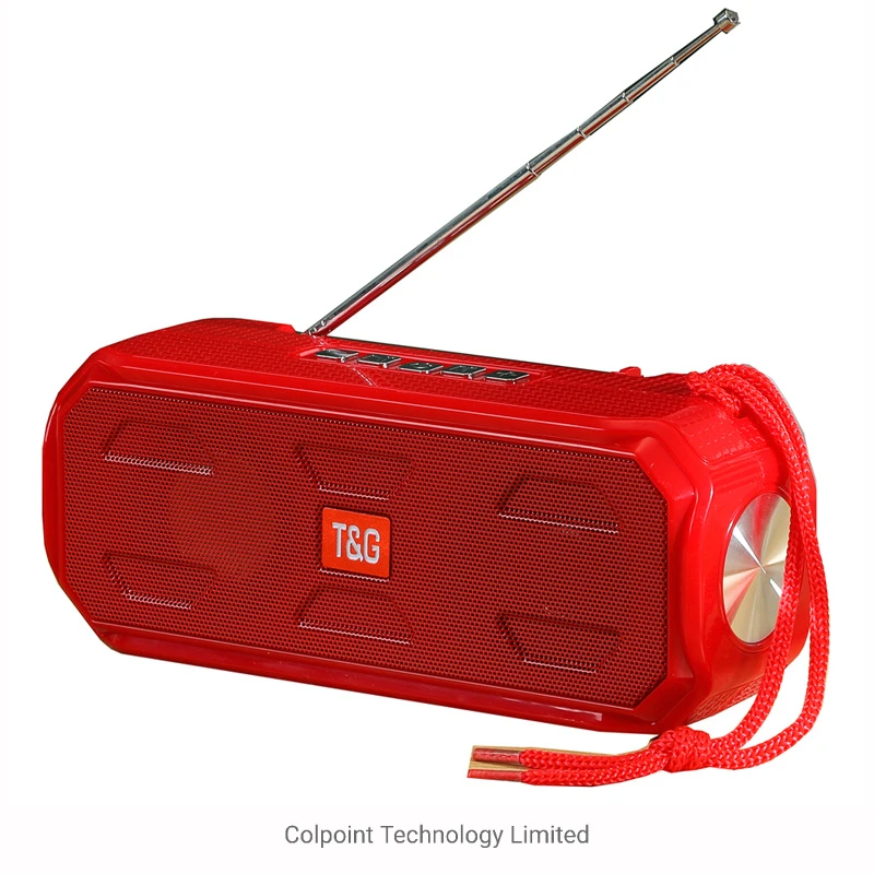 T&G Tg280 Tws Solar Wireless Bluetooth Speaker with Flashlight Support TF / FM / 3.5mm Aux / U Disk – Red