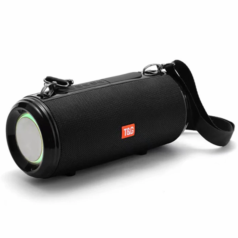 T&G Tg537 RGB Light Bluetooth Speaker High Power Waterproof Portable Computer Subwoofer Speaker Support FM TF Card – Black