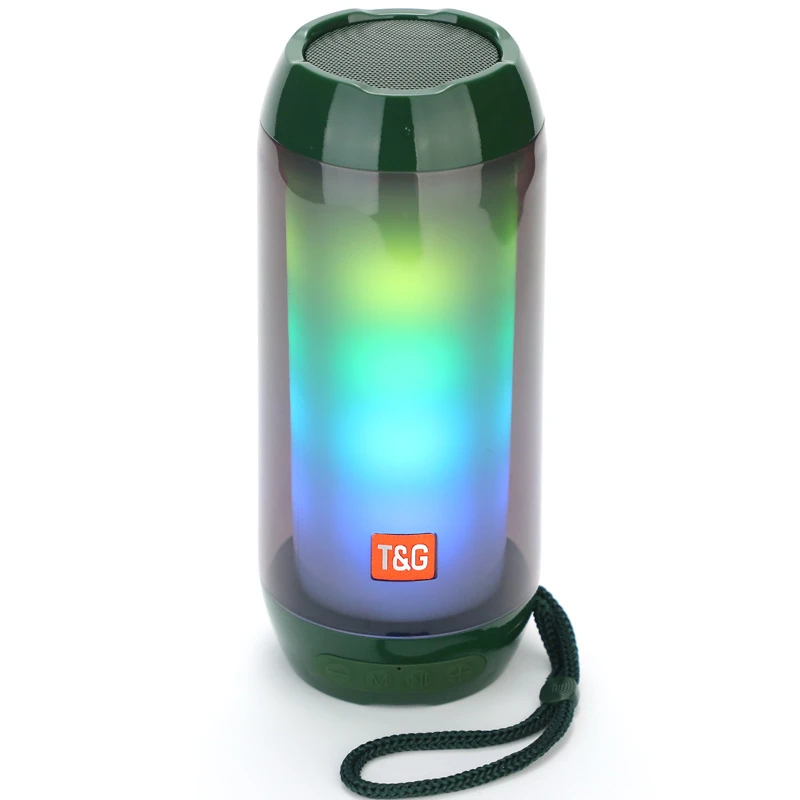 T&G Tg643 Portable Bluetooth Column Waterproof Bass Speaker with LED Light (CE Certified) – Green