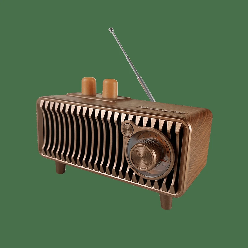 T7 Retro Wireless Speaker, Vintage Walnut Wood Design, 2ow FM Radio with Rotary Dial, USB/TF/Auxplayback