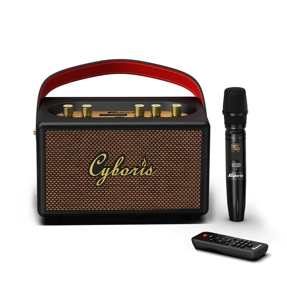 T9 Karaoke Portable Bass Portable Speaker with 2 Wireless Mic for Gift