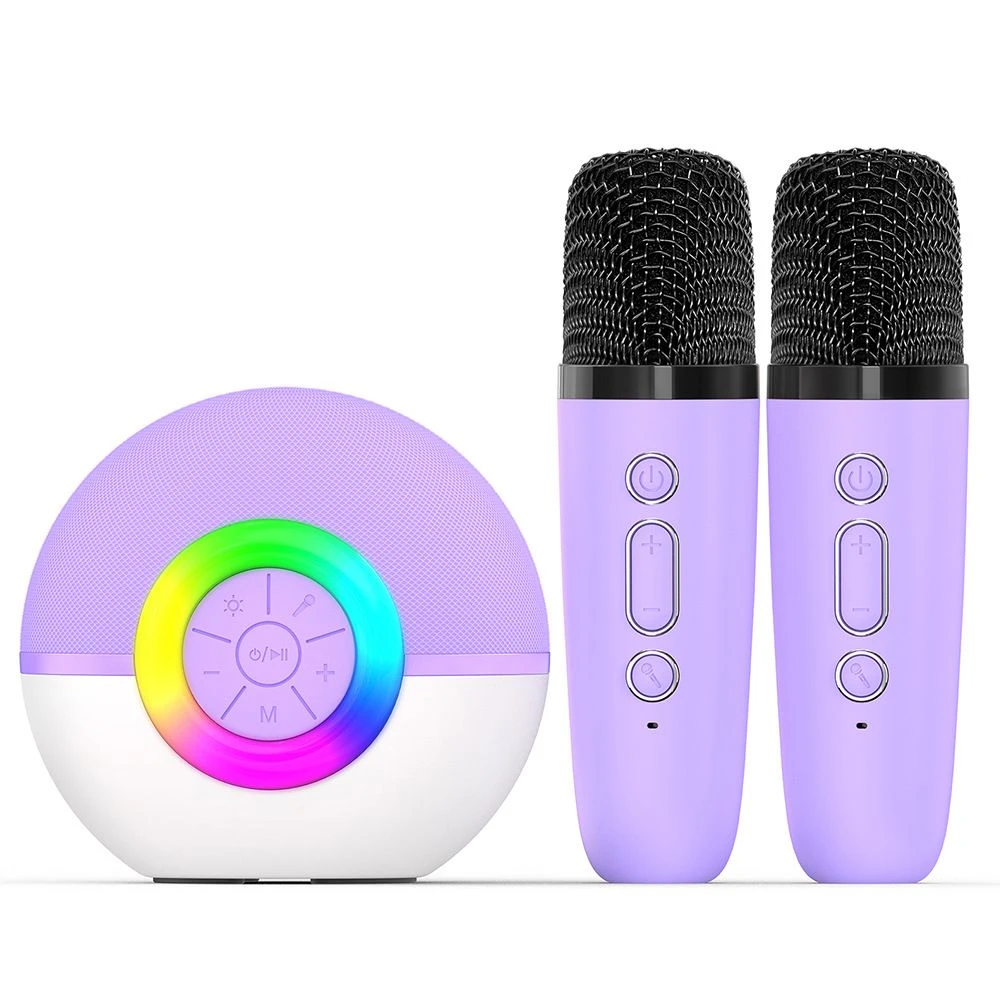 T97 Kids Karaoke Speaker with Wireless Mic Bluetooth Family Party Purple