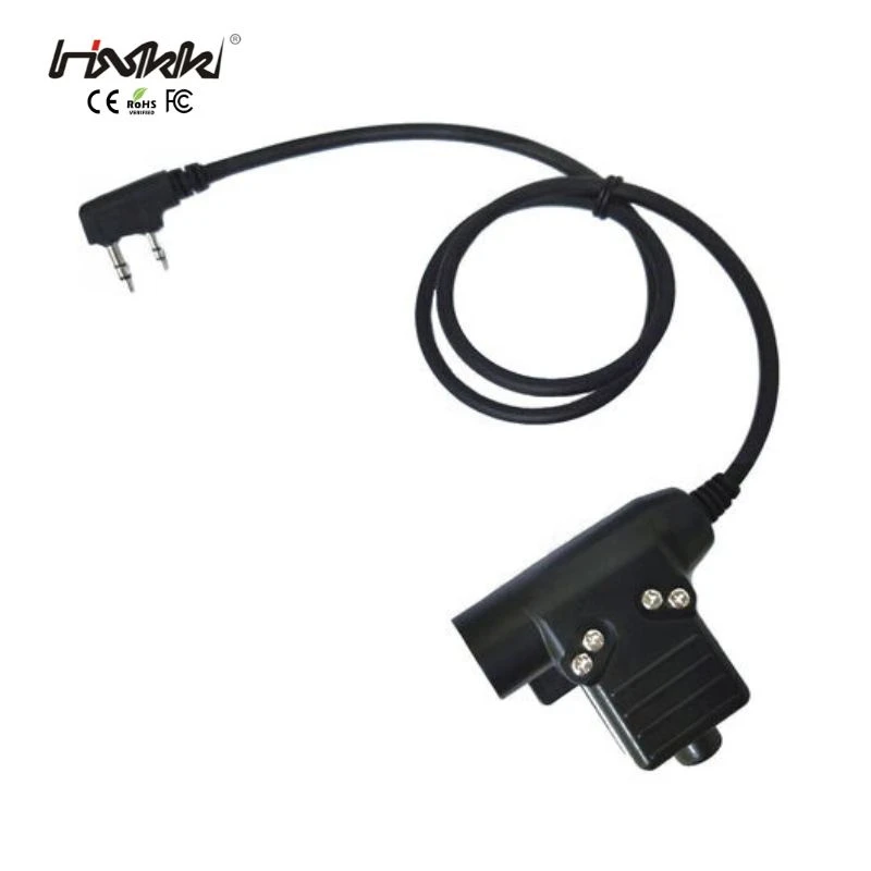 Tactical U94 Ptt Adapter Nato Push to Talk Button Walkie Talkie Headphone Connector Cable for Two Way Radio Communcation