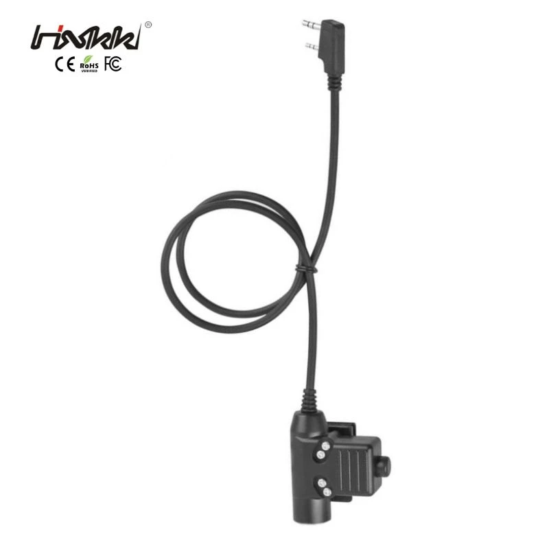 Tactical U94 Ptt Headset 7.1 Female Connector Plug Adapter Cable for Ken Wood 2-Pin Radios Walkie Talkie
