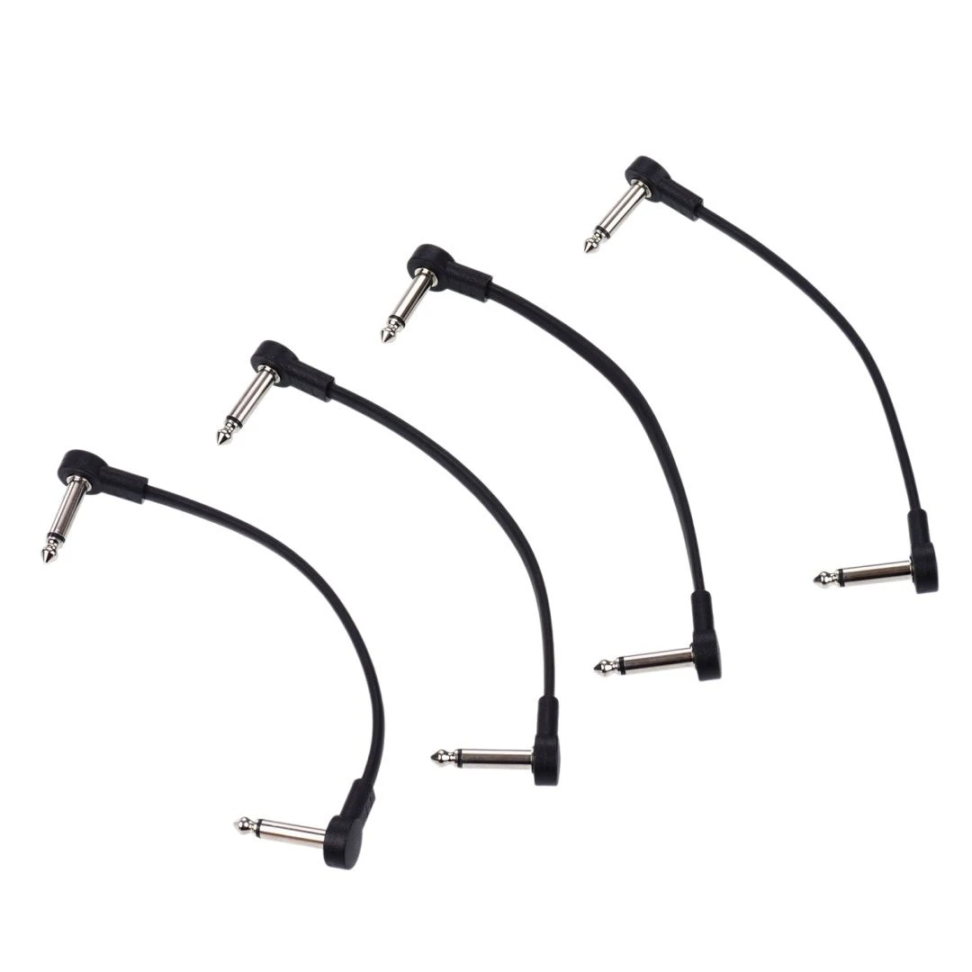 Thin Low Profile Flat 6.35mm Patch Cable 1/4″ Right Angle Plug Guitar Bass Effect Pedal Board Patch Cord Gold Nickel Plug Customized Service`