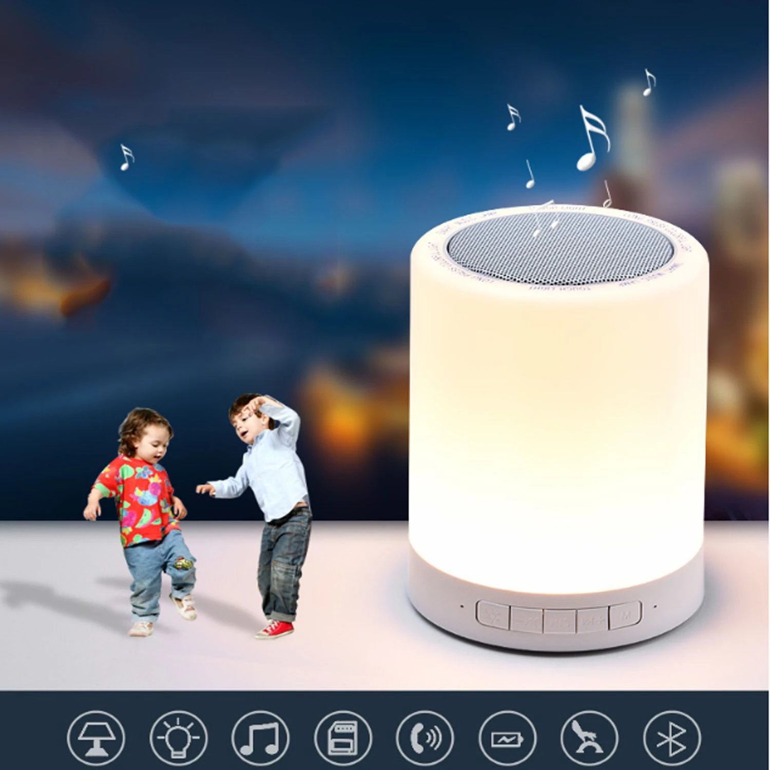 Touch Bedside Lamp with Wireless Bluetooth Speaker