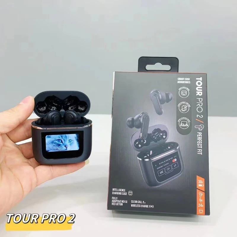 Tour PRO2 Wireless Earphones Touch Screen Anc Noise Cancellation HiFi Stereo Bass Earbuds Sports Tws Headphones
