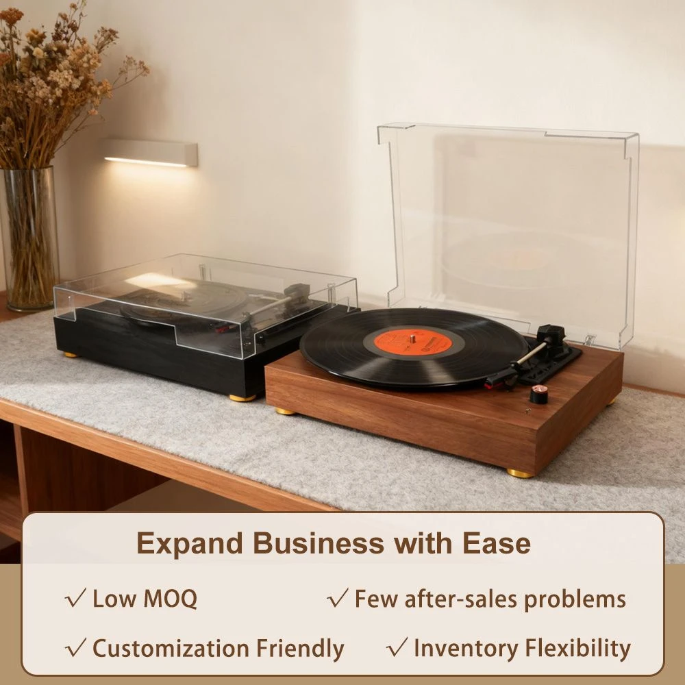 Tr104 Classic Wooden Phonograph Stereo Dual-Channel Gramophone Bluetooth Speaker Lp Vinyl Record Player