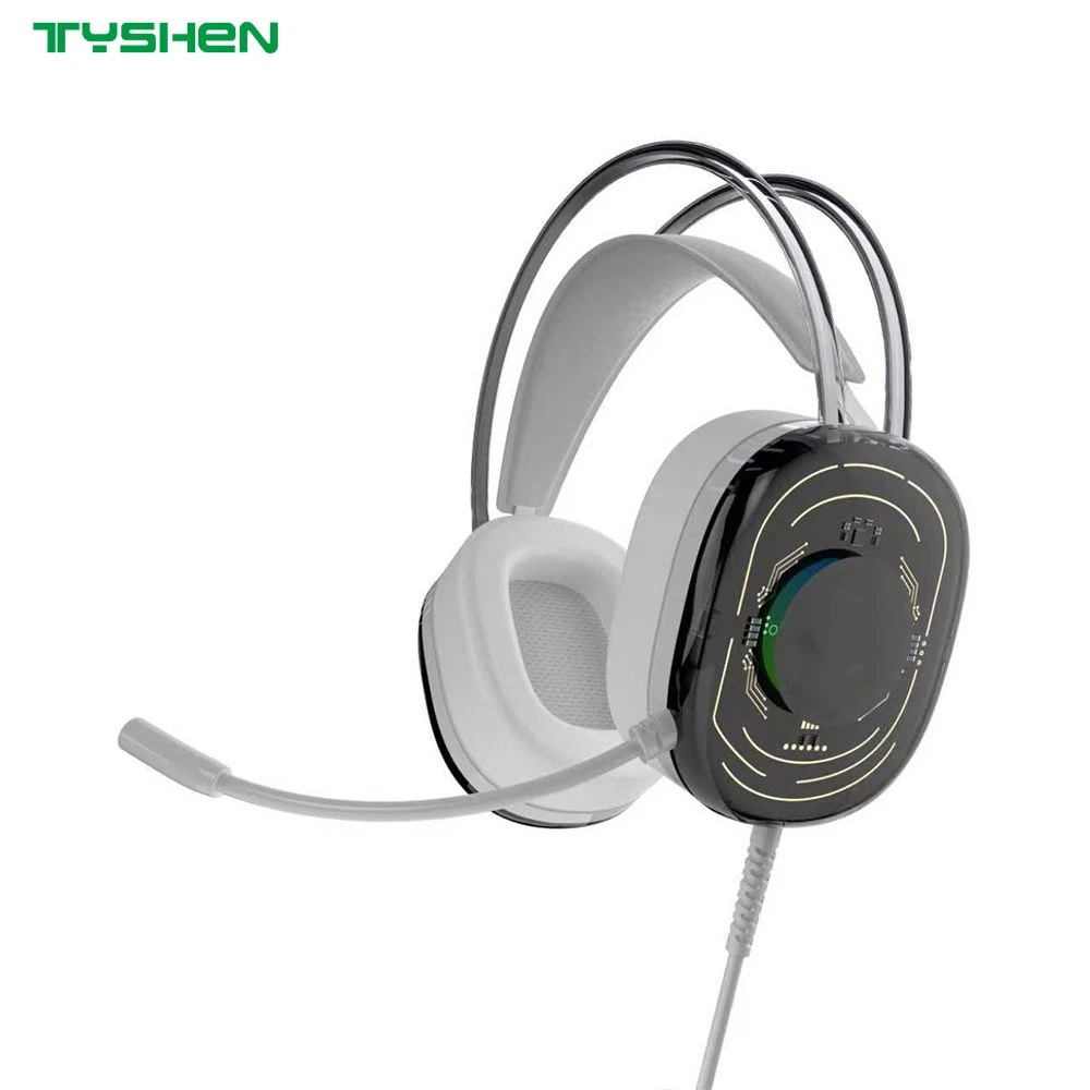 Transparent RGB Wired Headset 50mm Stereo Headphones with Microphone USB 3.5mm