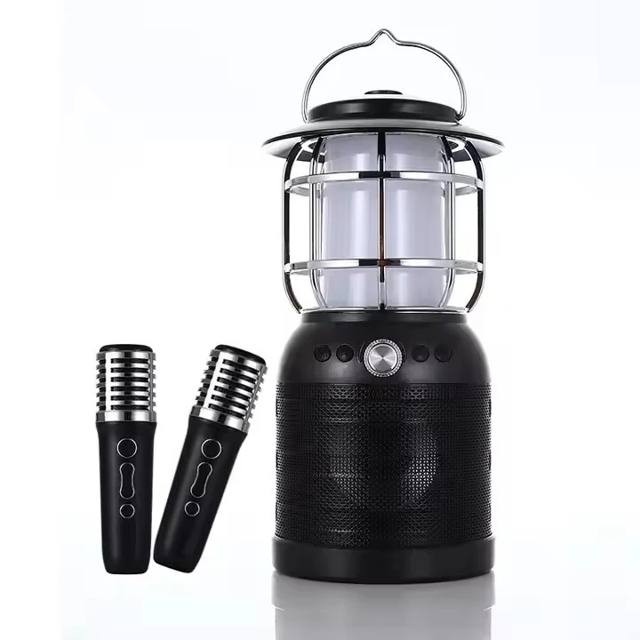 Travel Outdoor Camping Ambient Lighting Subwoofer Retro Wireless Bluetooth Speaker with Microphone Karaoke