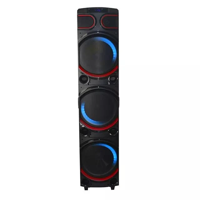 Treble 10 Inches Wooden Portable Blue-Tooth Trolley Speaker with Colorful RGB Lights Wood Speaker