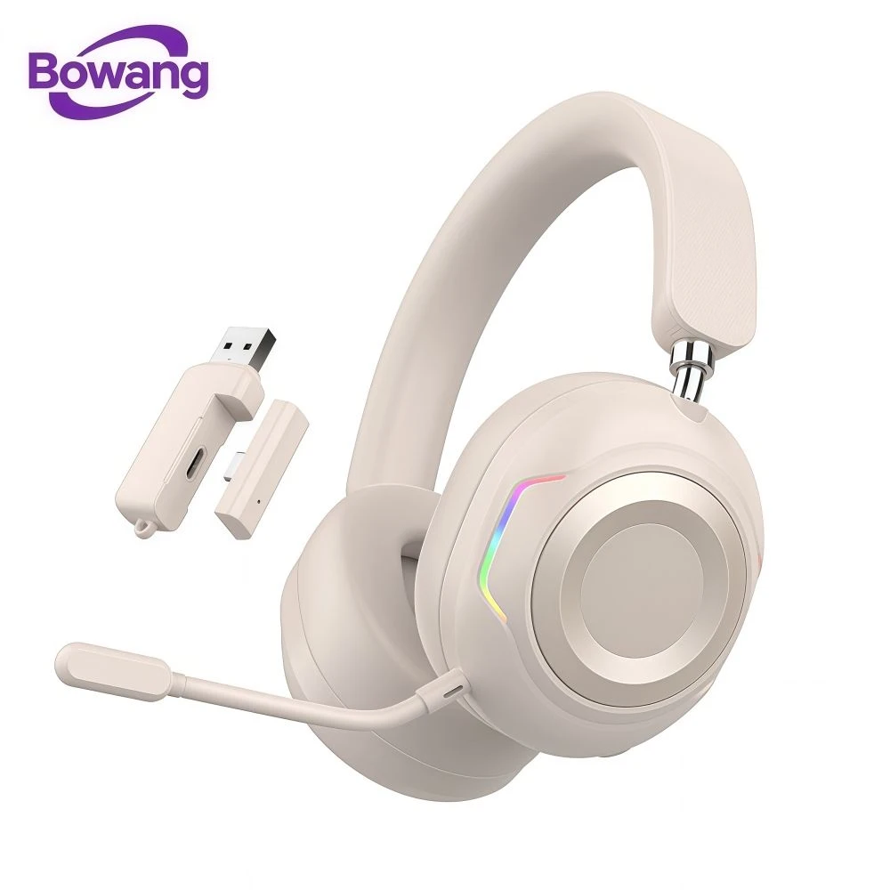 Tri-Mode 2.4G Bluetooth Wireless E-Sports Gaming Headphones with USB Dongle RGB Lighting Detachable Boom Microphone for Console PC Mobile Phone