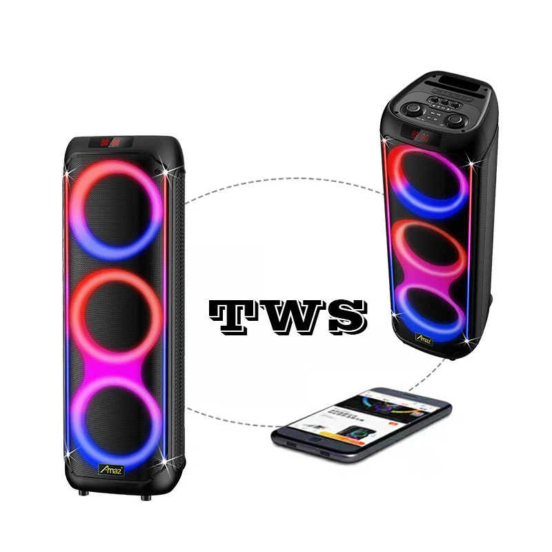 Triple 8″ RGB Light Portable Outdoor Speaker with Bluetooth and Wheels