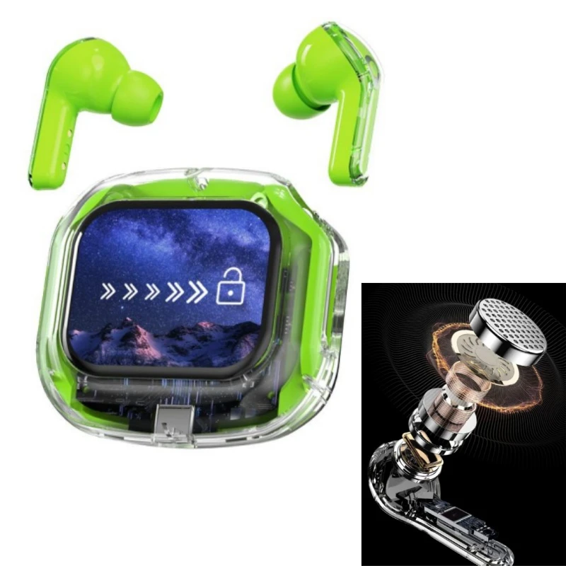 True Wireless Stereo (TWS) Green Model in-Ear Headphones Earbuds