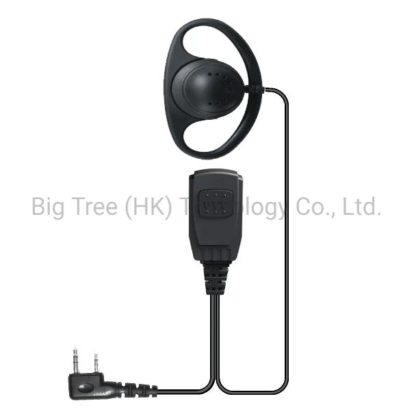 Two-Way Radio Earpiece D Shape for Walkie-Talkies Plug Cusomized PU Kevlar Cable