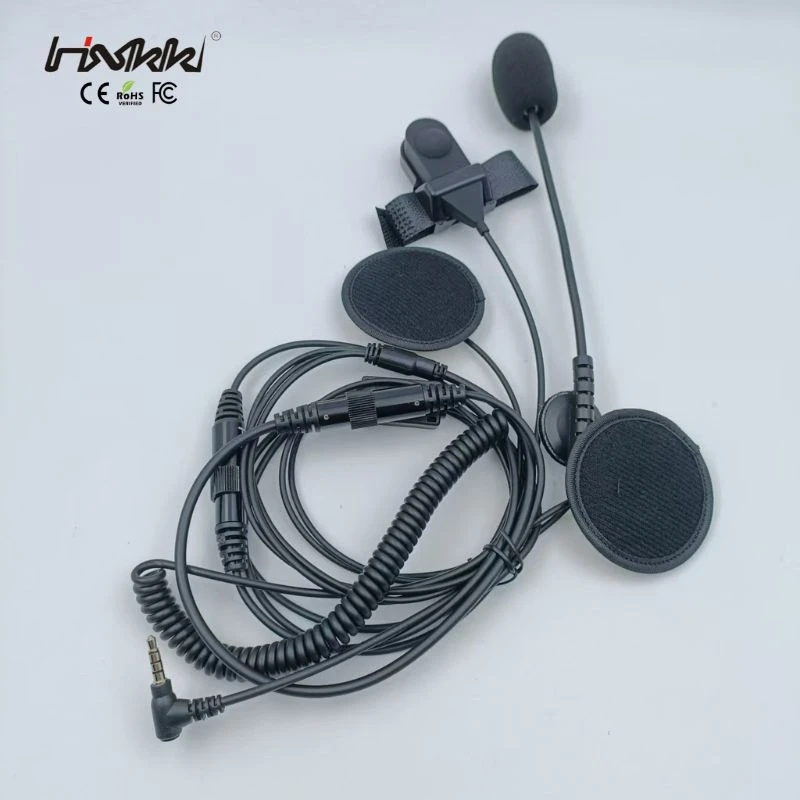Two Way Radio Open Face Wired Helmet Intercom Headset Motorcycle Helmet Headphone with Finger Ptt for Walkie Talkie