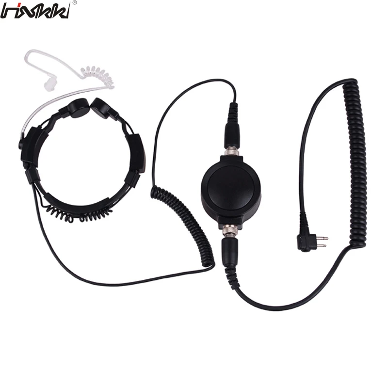 Two Way Radio Throat Control Mic with Large Tactical Ptt for Fbi