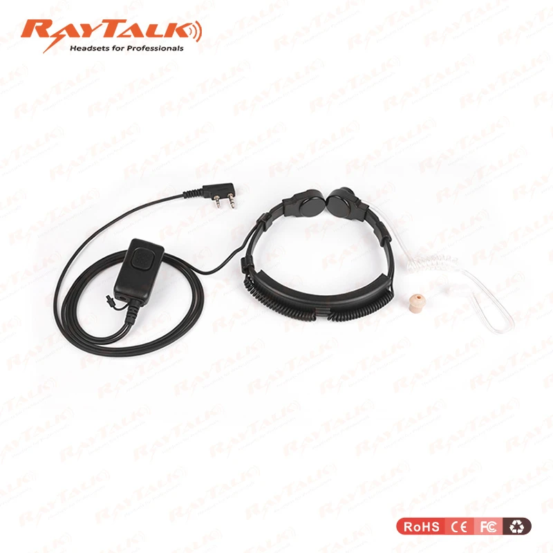 Two Way Radio Throat Microphone Headphone with Finger Ptt