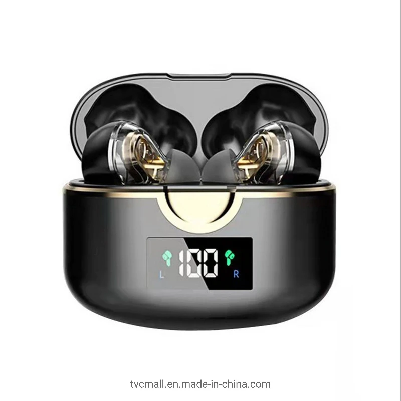 Tws Dual Dynamic Drivers Wireless Earphone Noise Canceling Headset LED Power Display Bluetooth HiFi Earphone Earbuds – Black