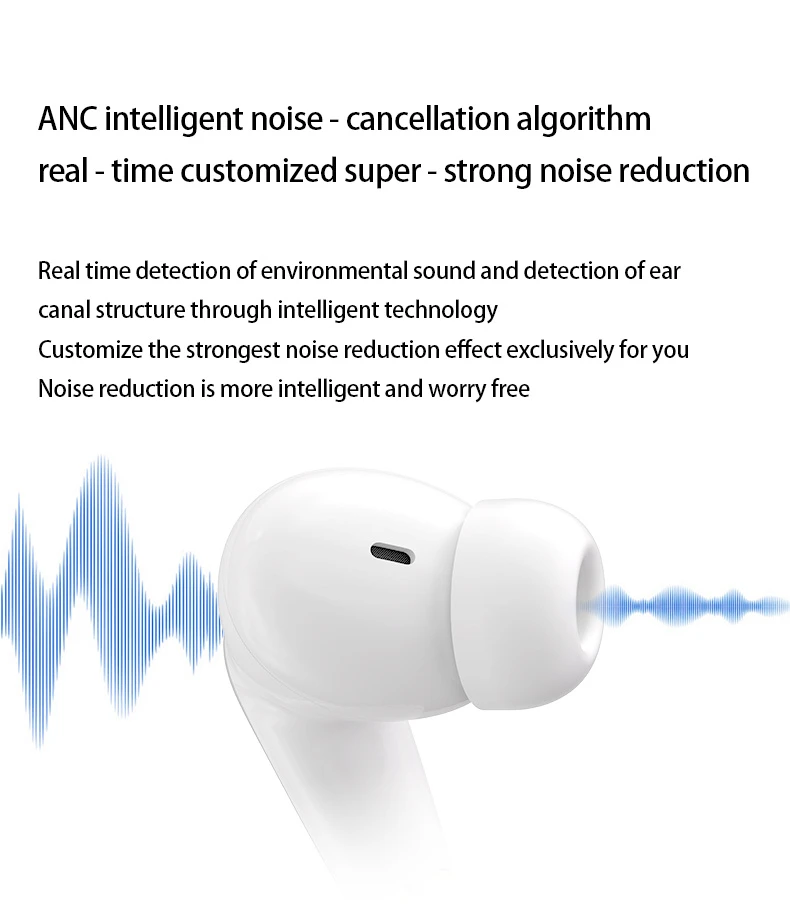 Tws Premium Noise-Canceling Earbuds with Four Sizes of Ear Tips