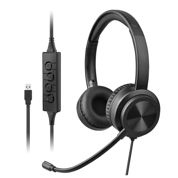 Type C Plug Wired Over Ear Office Headphones PC USB Computer Headset with Enc Call Noise-Canceling for Calling