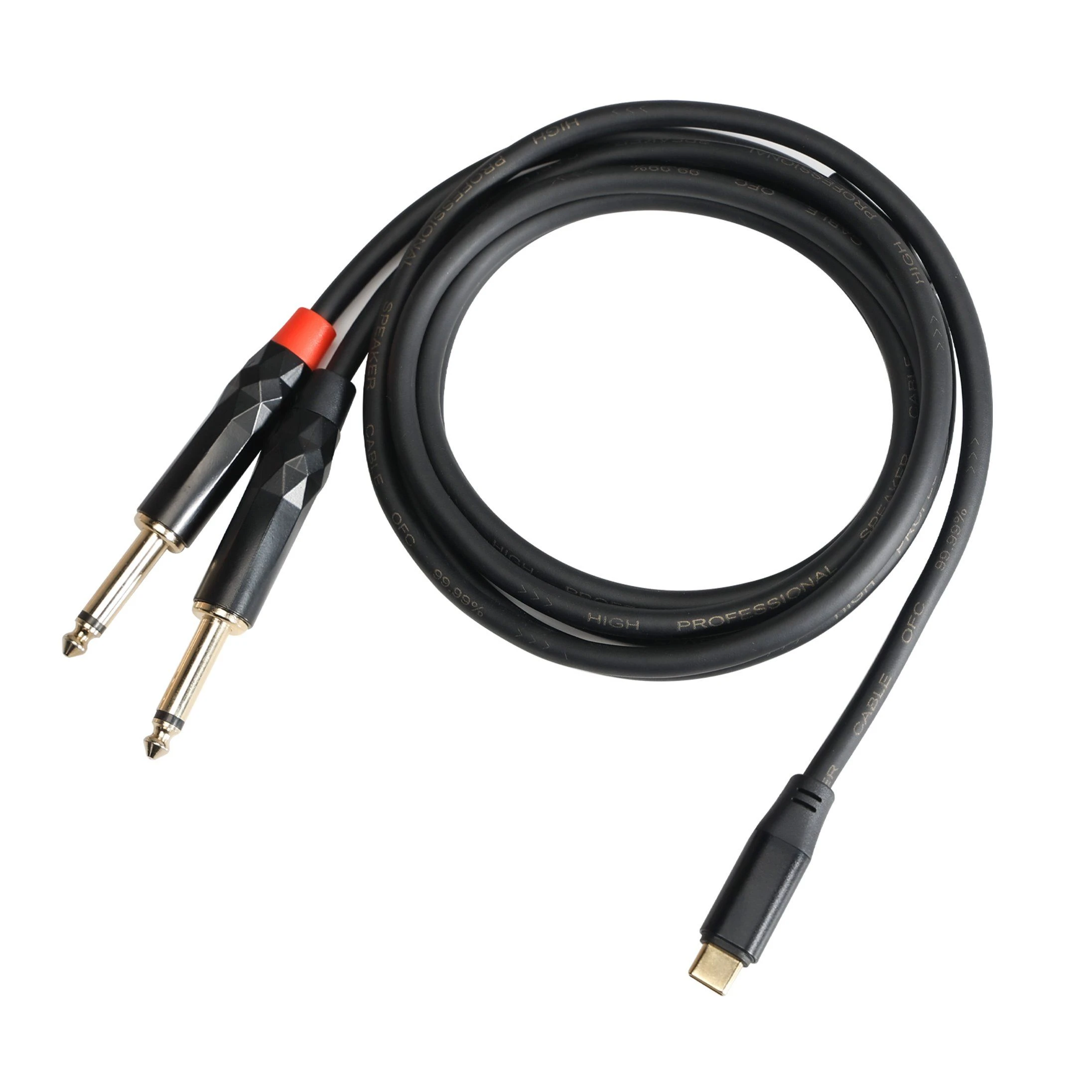 Type C USB C to Dual 6.35mm 1/4 Male Plug Y Splitter video Cable