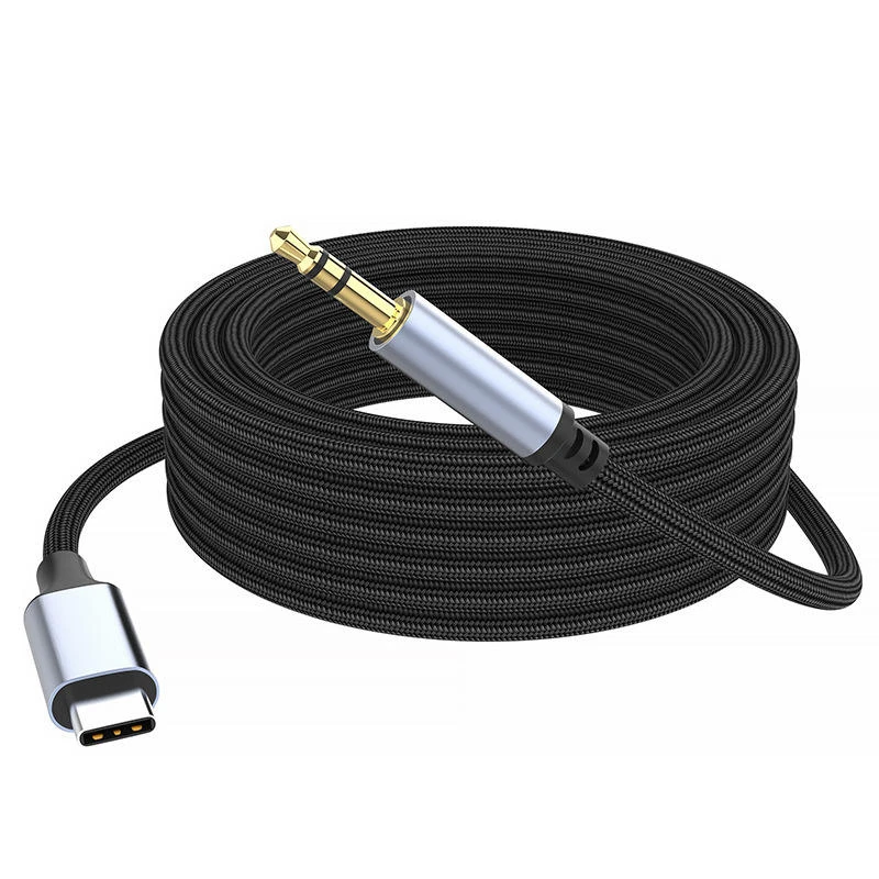 USB C to Aux Cable 3.5mm Male to Male Hi-Fi Audio Cord for Car Stereo Speaker Connection Braided Nylon 1m Length with Aluminum
