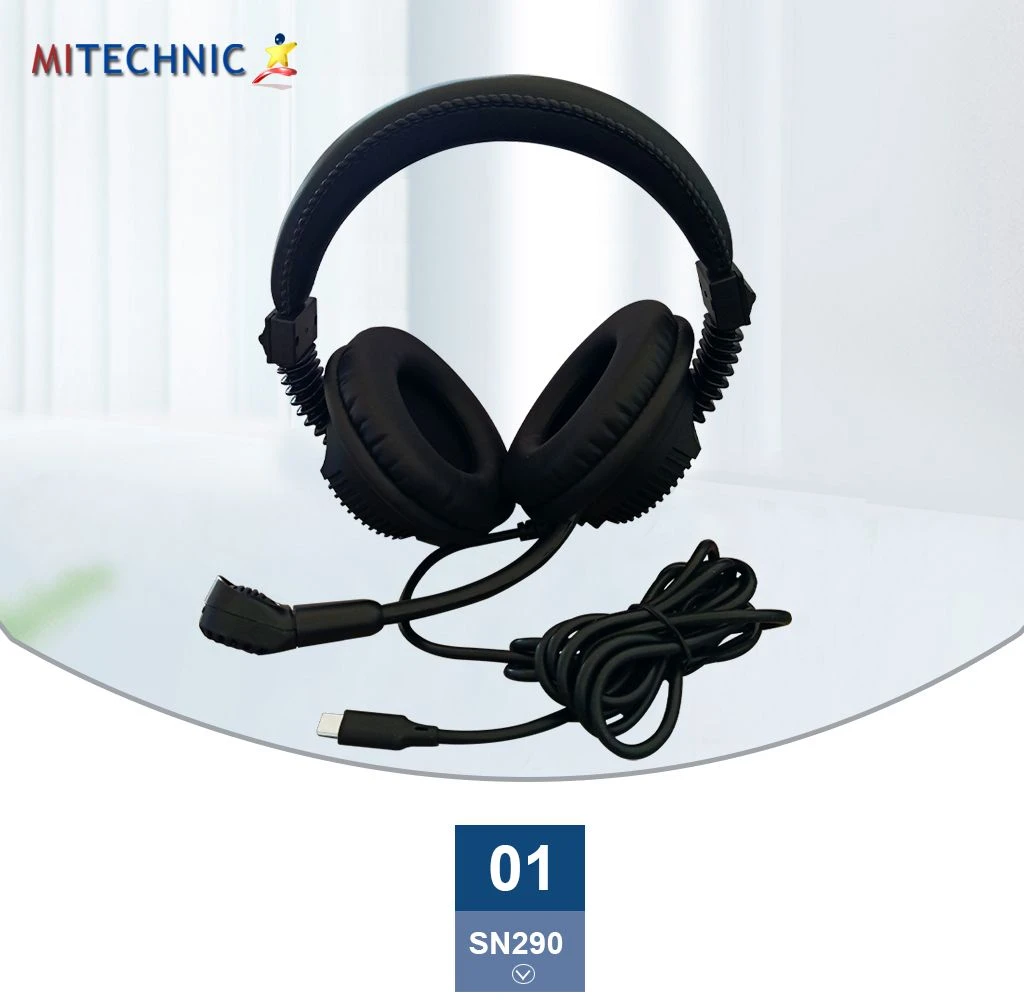 USB Type-C Wired Headphone with Noise Canceling Mic Over-Ear Design for Office Language Lab and Call Center