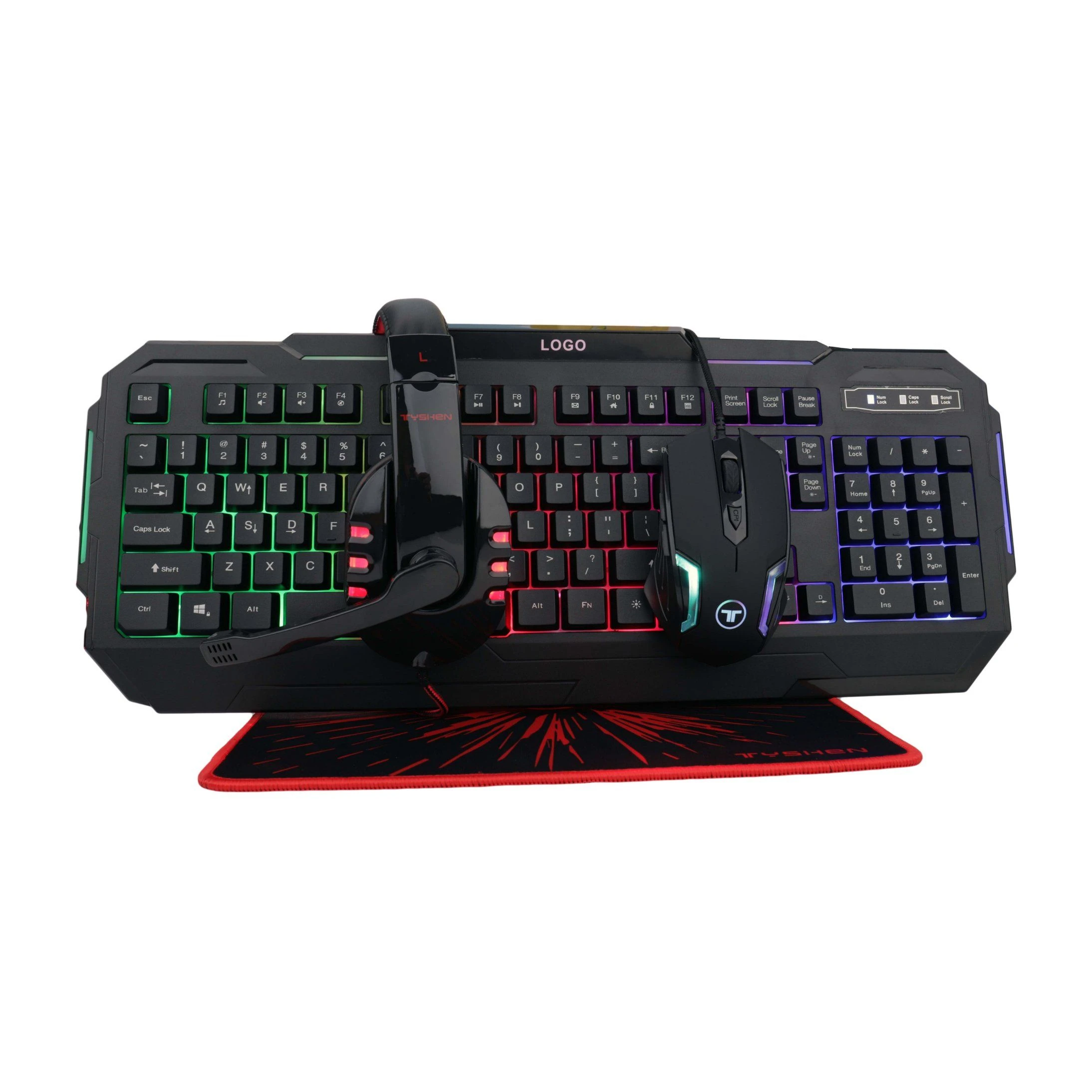 USB Wired RGB Backlighted Gaming Mouse and Keyboard Combo Razer with Feeling Headset Mouse Pad for Gamer Gaming Use Not Wireless