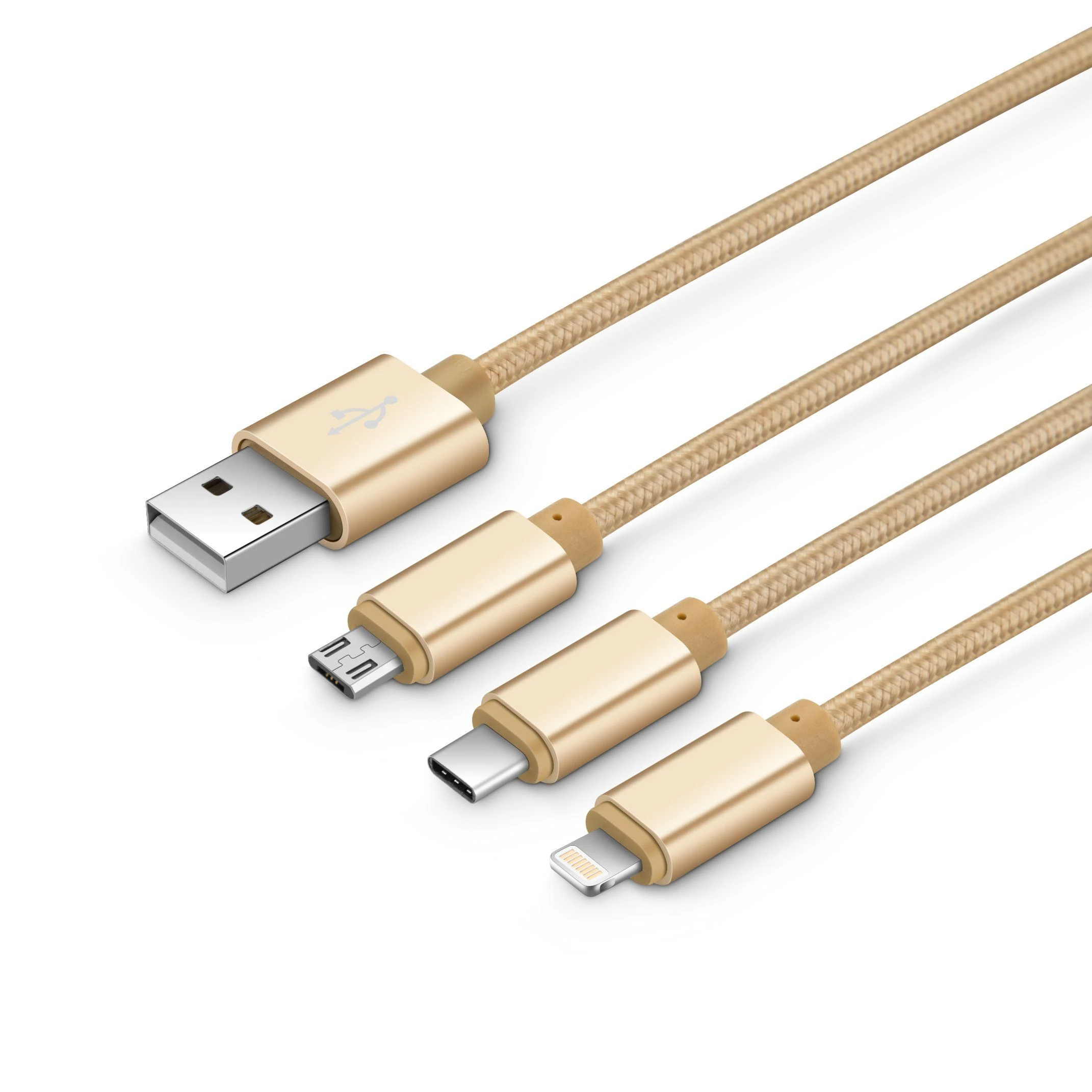 USB to Type-C Apple Android Triple-Branch Data Cable Charging Cable