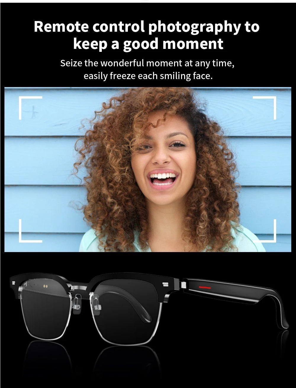 UV Protection Sunglasses with Wireless Speaker, Build in Battery Upto 8h Long Time Playback