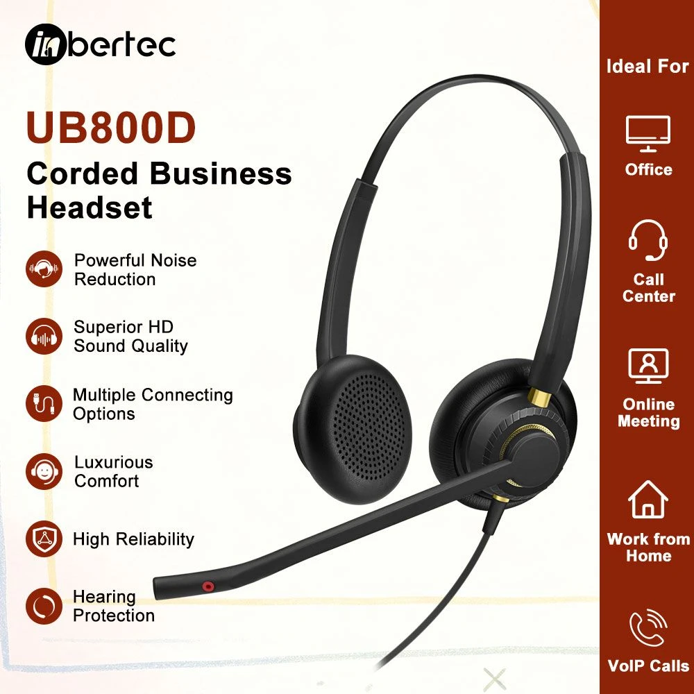 Ubeida Noise Canceling Headphones Ub800t Teams UC VoIP Calll Center Headset