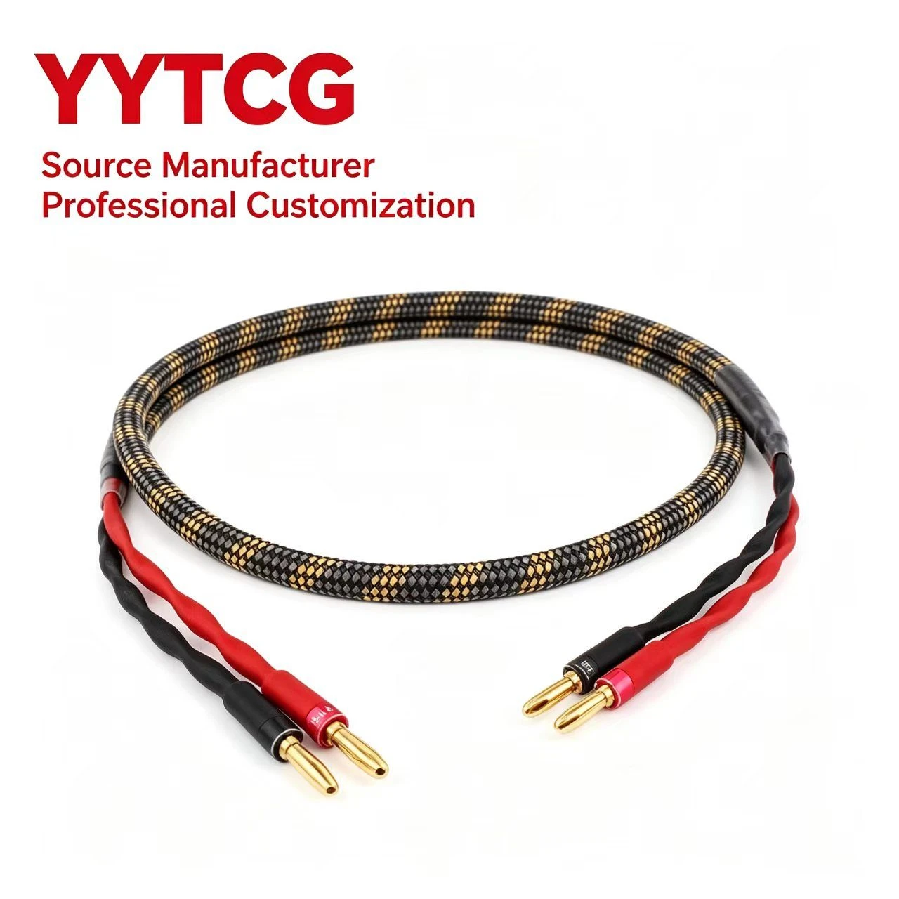 Ultra HiFi 4 Core OFC Speaker Cable with Gold Plated Banana Plugs 7.5mm Double Mesh Shield for Home Theater Receiver