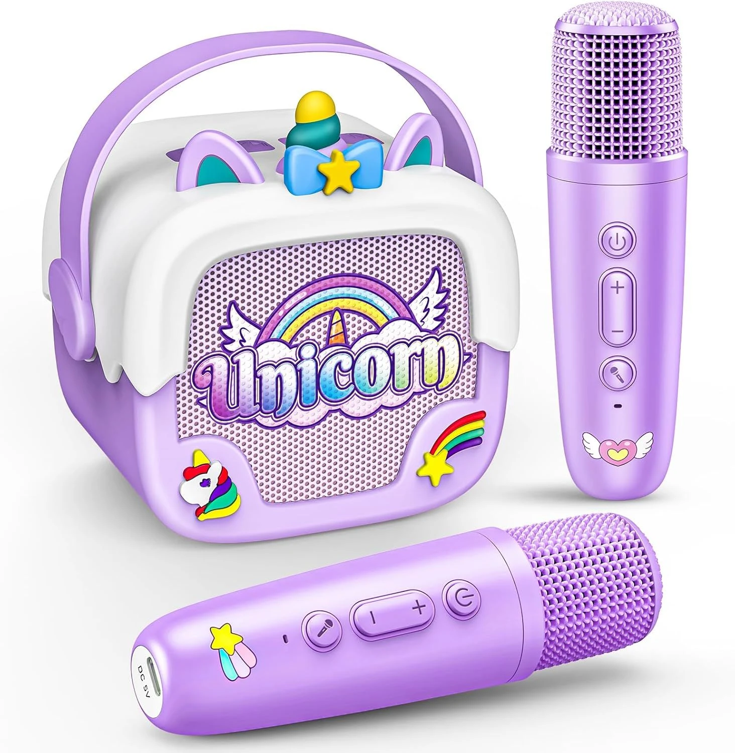 Unicorn Kids Karaoke Machine with 2 Wireless Microphones