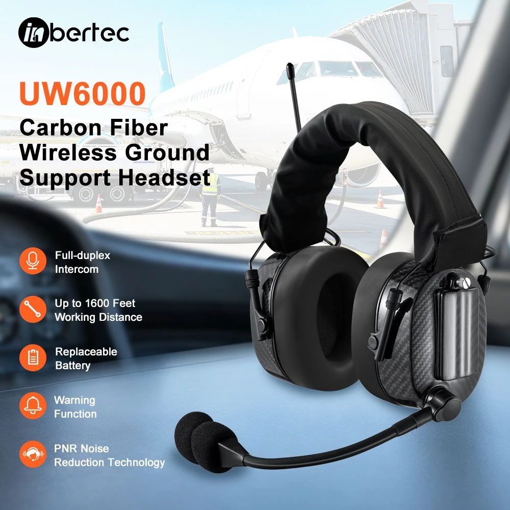 Uw6000 Professional Ground Support Intercom Headset for De-Icing, Towing