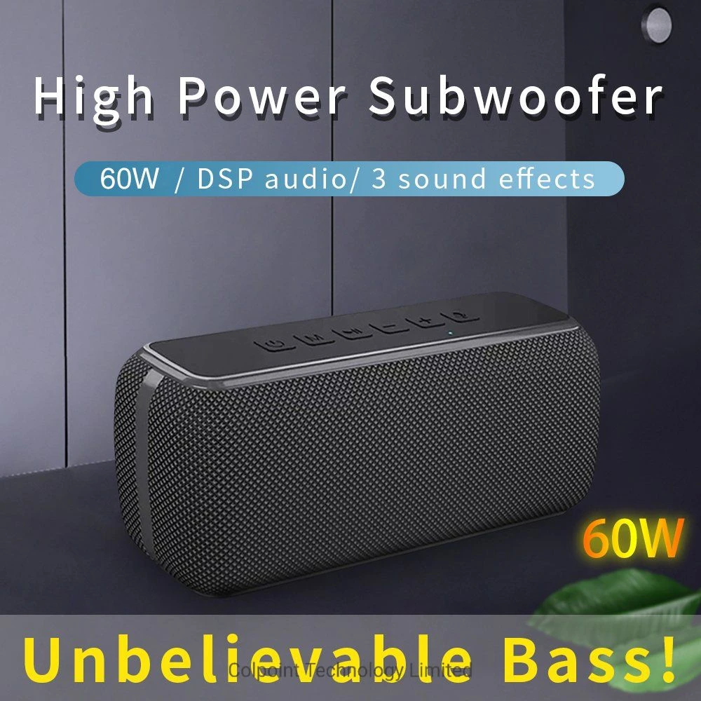 V7 PRO 60W Wireless Bluetooth 5.0 Bass Music Speaker Rechargeable Waterproof Subwoofer – Black