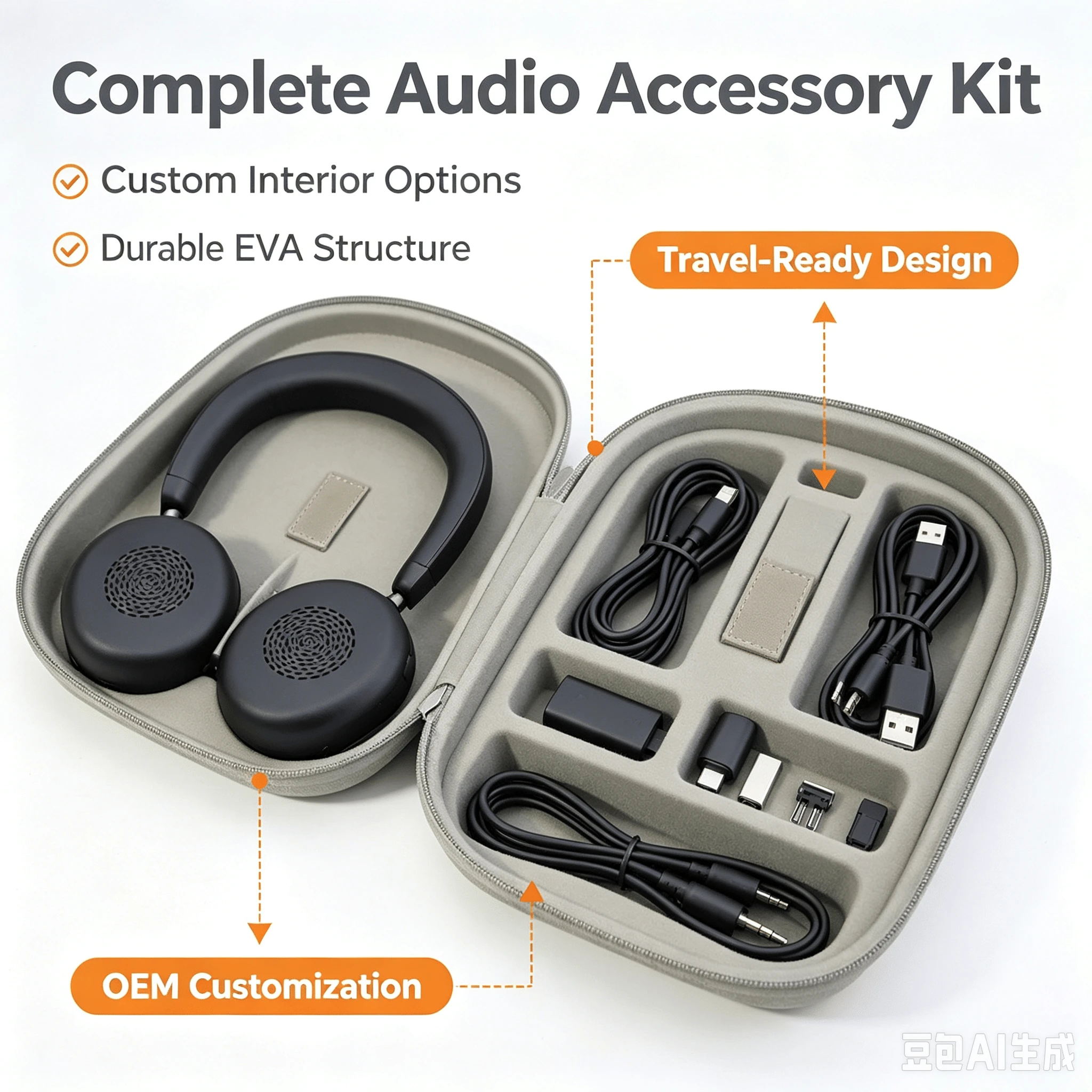Versatile EVA Headphone Case with Zipper and Multi-Color Choices