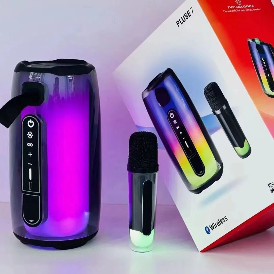 Vibrant Pulse 7 Bluetooth Microphone with LED Lighting Effects