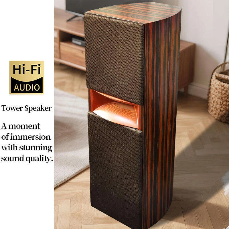 WZ-1000F Solid Wood Horn Tweeter Floor Standing Tower Speaker for Home HiFi Audio System