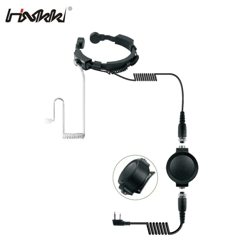 Walkie Talkie Neck Acoustic Throat Ptt Microphone Headset for 2-Way Radio Communication