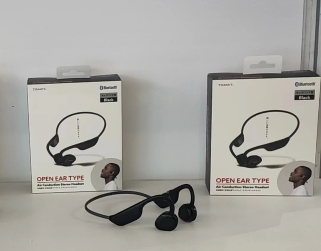 Waterproof Bone Conduction Headset Sports Hook Headphones with Mic Handsfree Calling Ear Hook Black Movement Earphone.