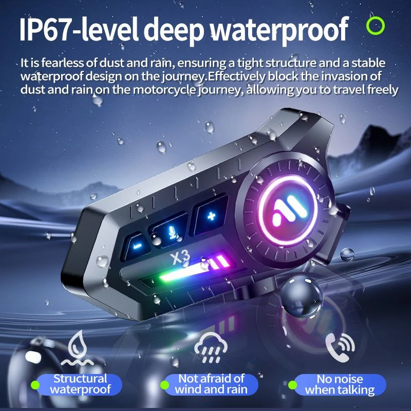 Waterproof Noise Reduction Motorcycle Helmet Headset with Long Battery Life